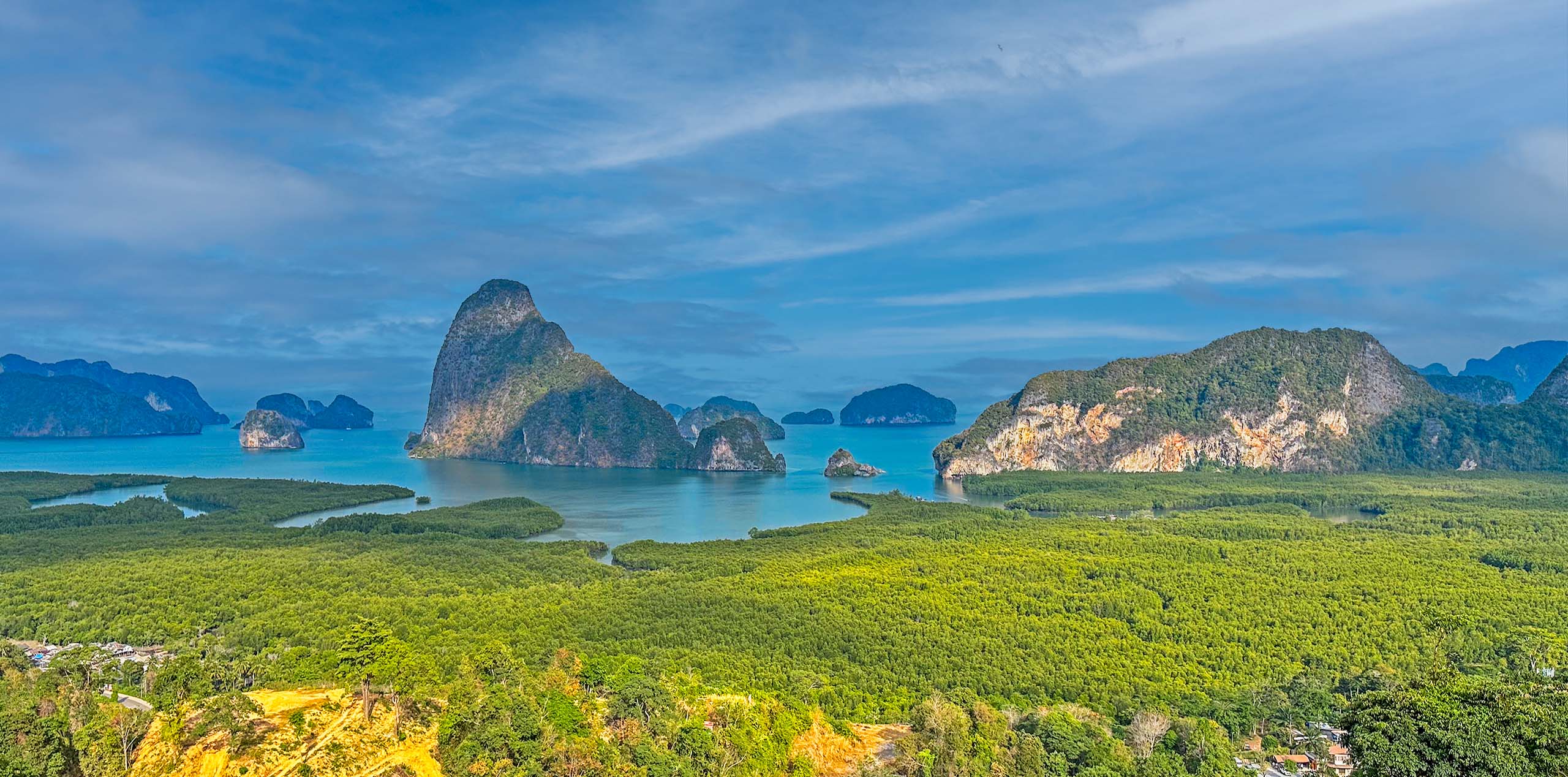 View of Phang Nga Bay from Samat Nangshe viewpoint, Phang Nga, Thailand.